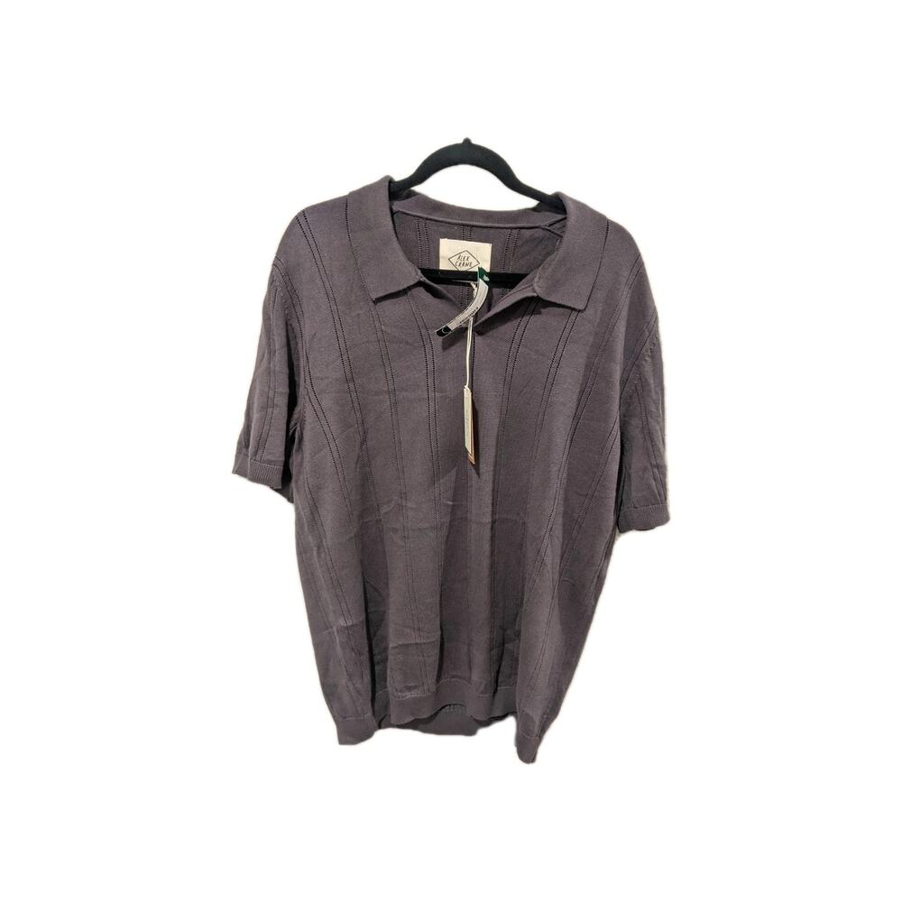 Alex Crane Lolo Drop Needle Sweater Polo Mens M Cotton Gray Ash Collared NWT